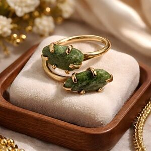 Vintage Sarah Coventry Green Jasper Bypass Ring